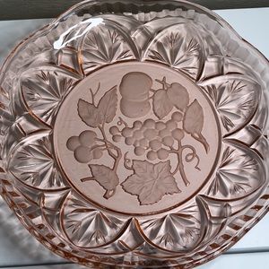 💕 Rare 1940’s “Pioneer Pink” Platter, Federal Glass